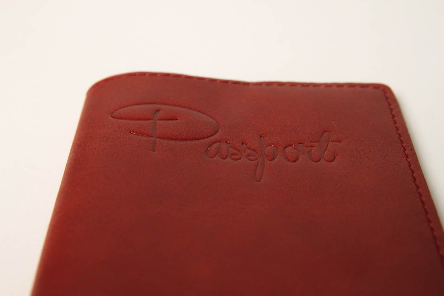 Handgefertigt Etui Reisepass Ausweis Schutzhülle Passetui Leder in Rot foto 4