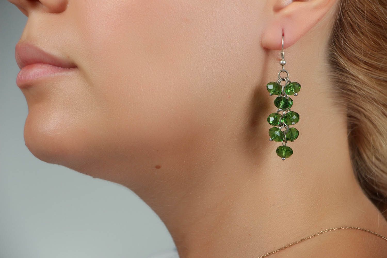 Earrings with crystal beads photo 5