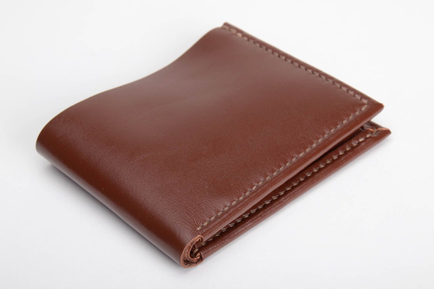 Бумажник из натуральной кожи ручной работы мужской красивый коричневый фото 2