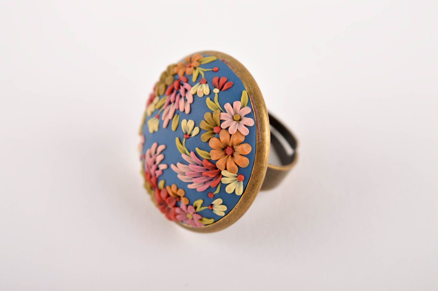 Кольцо ручной работы украшение из полимерной глины модные кольцо стильное фото 2