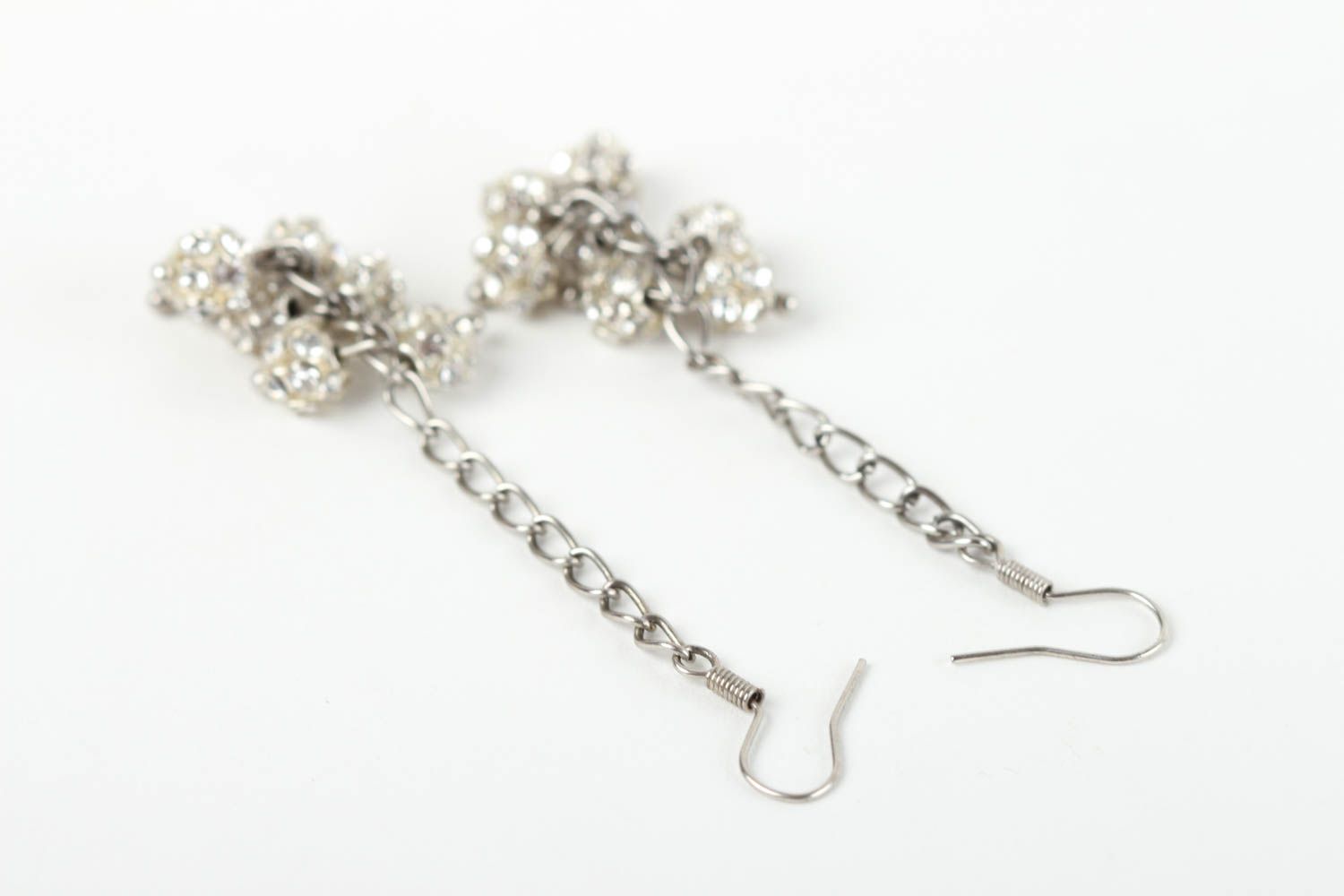 Handmade designer female earrings stylish metal accessory unusual jewelry photo 4