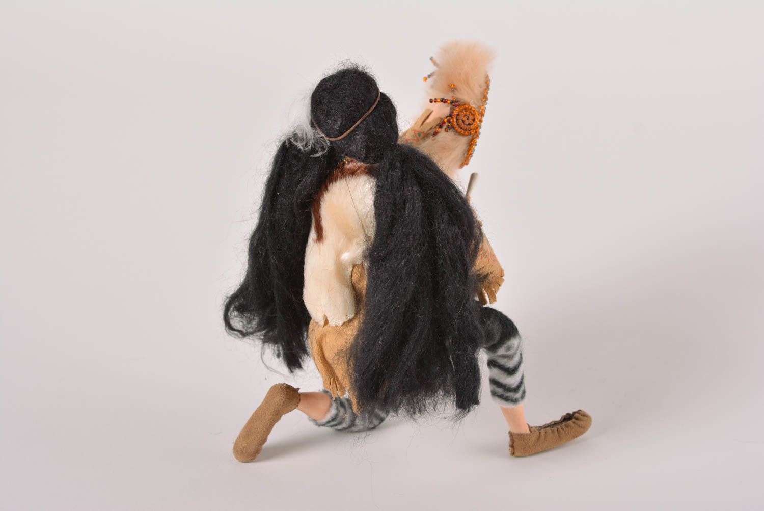 Puppe aus Textil Puppe handmade Deko für Zimmer Spielzeug Puppe Indianer lustig foto 3