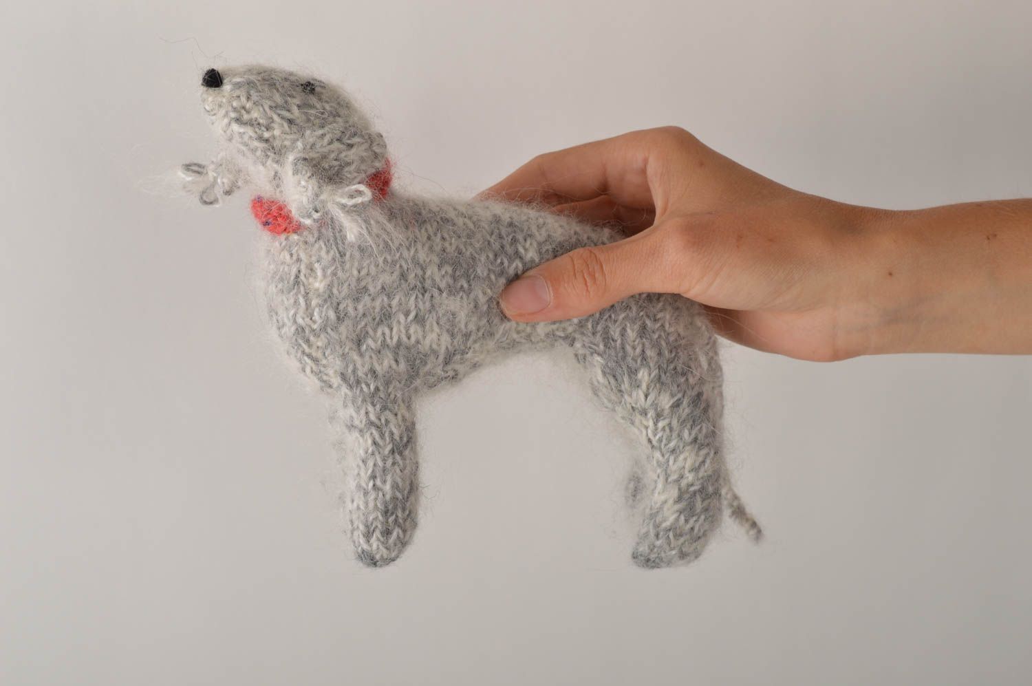Muñeco artesanal juguete tejido regalo original perrito Bedlington terrier foto 5