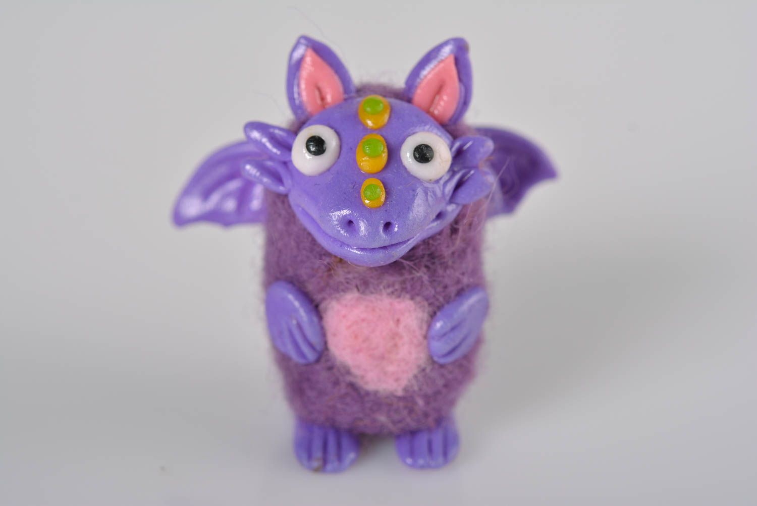 Statuette décorative Figurine fait main en laine Déco maison Dragon violet photo 5