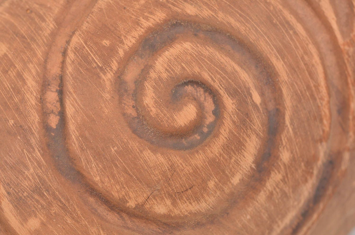 Tasse en céramique brune mignonne à motif spiralé faite main originale photo 5