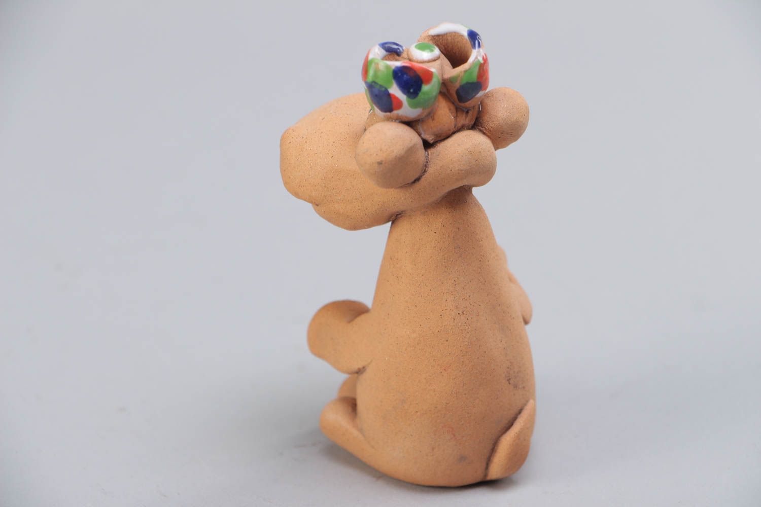 Figurine en terre cuite Hippopotame peinte amusante décor original faite main photo 4