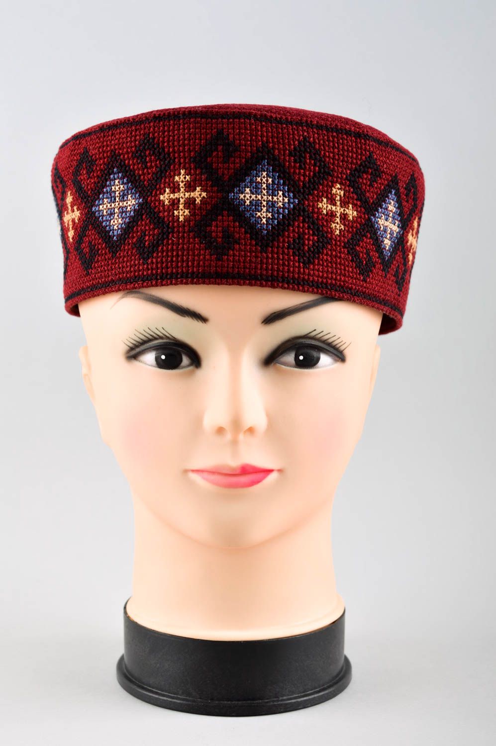Unusual handmade textile hat headwear for men head accessories for men photo 3