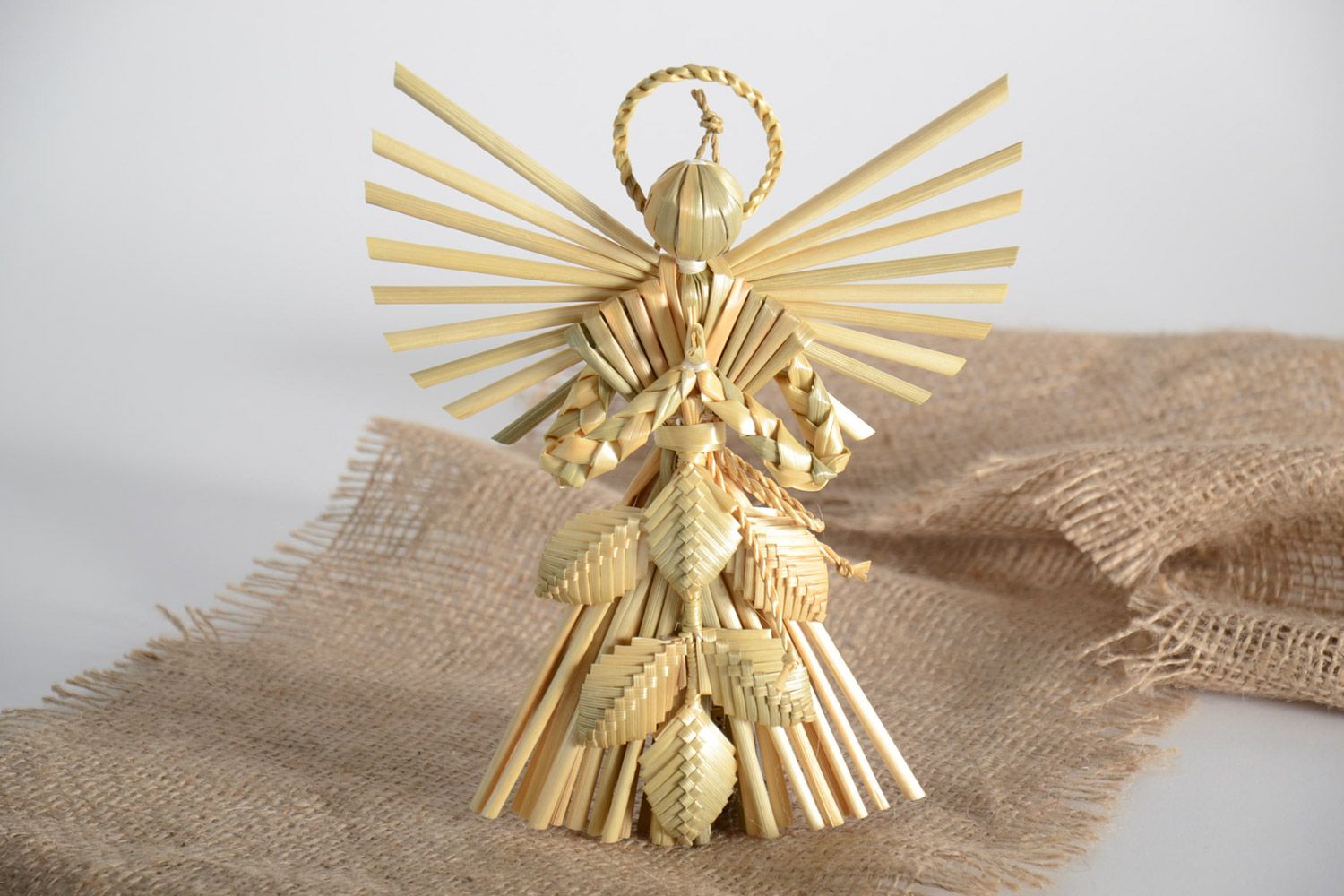 Geflochtener schöner Stroh Interieur Anhänger Engel Amulett handmade für Haus Dekor foto 1