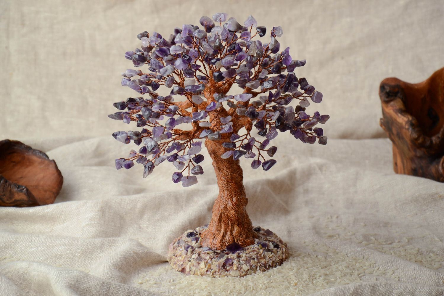 Decorative bonsai tree with amethyst photo 1