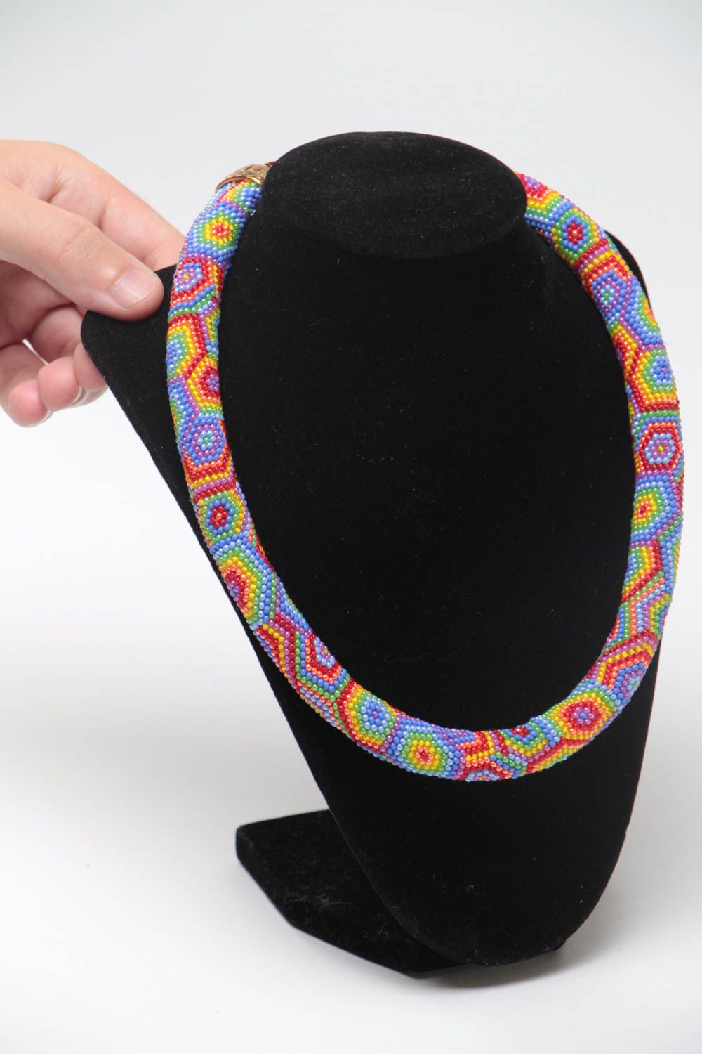 Collier spirale en perles de rocaille tchèques fait main multicolore pour femme photo 5