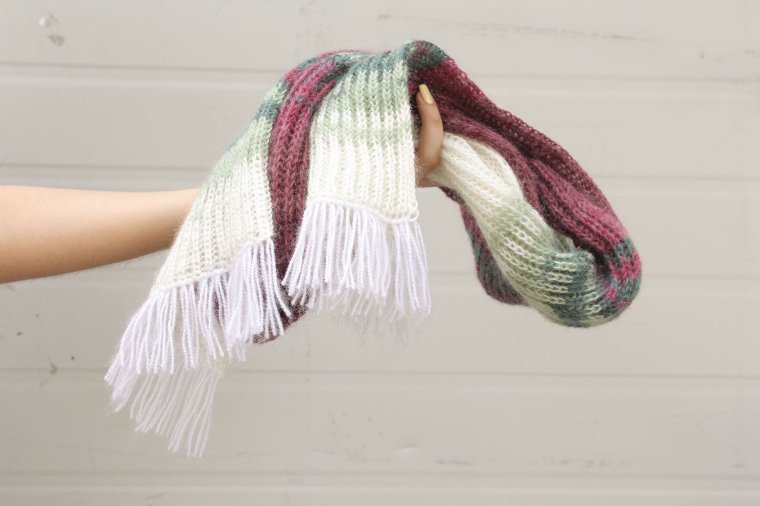 Écharpe tricotée en laine angora originale photo 5