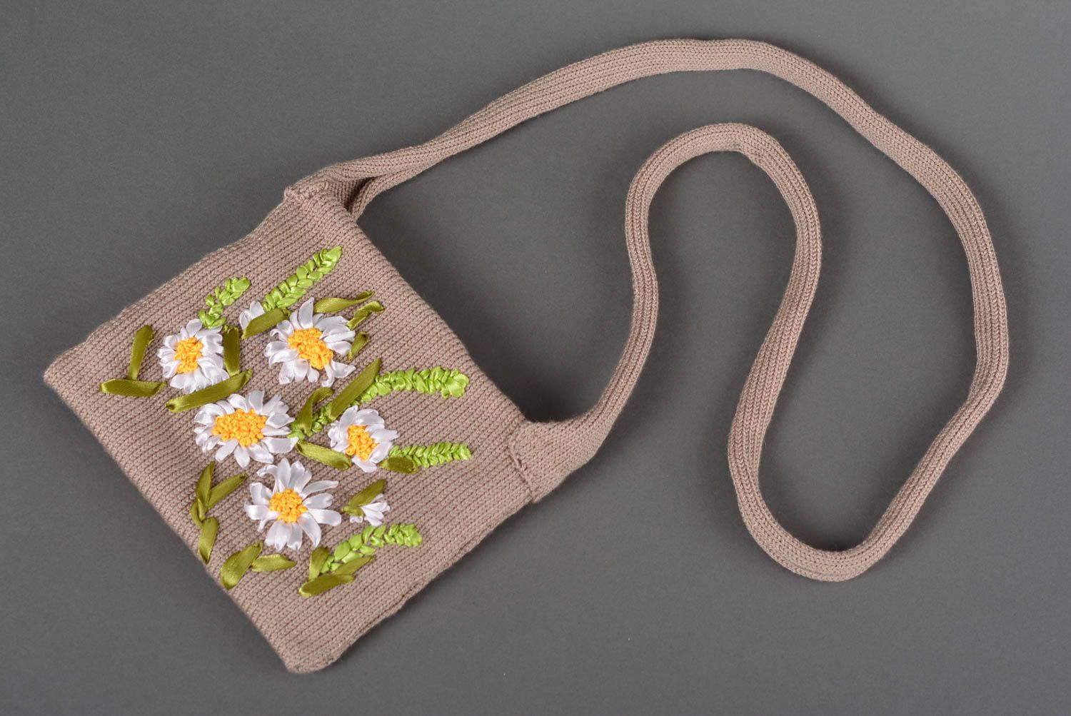 Strick Tasche bunte Stofftasche Damen Accessoire Damen Tasche mit Blumen foto 1