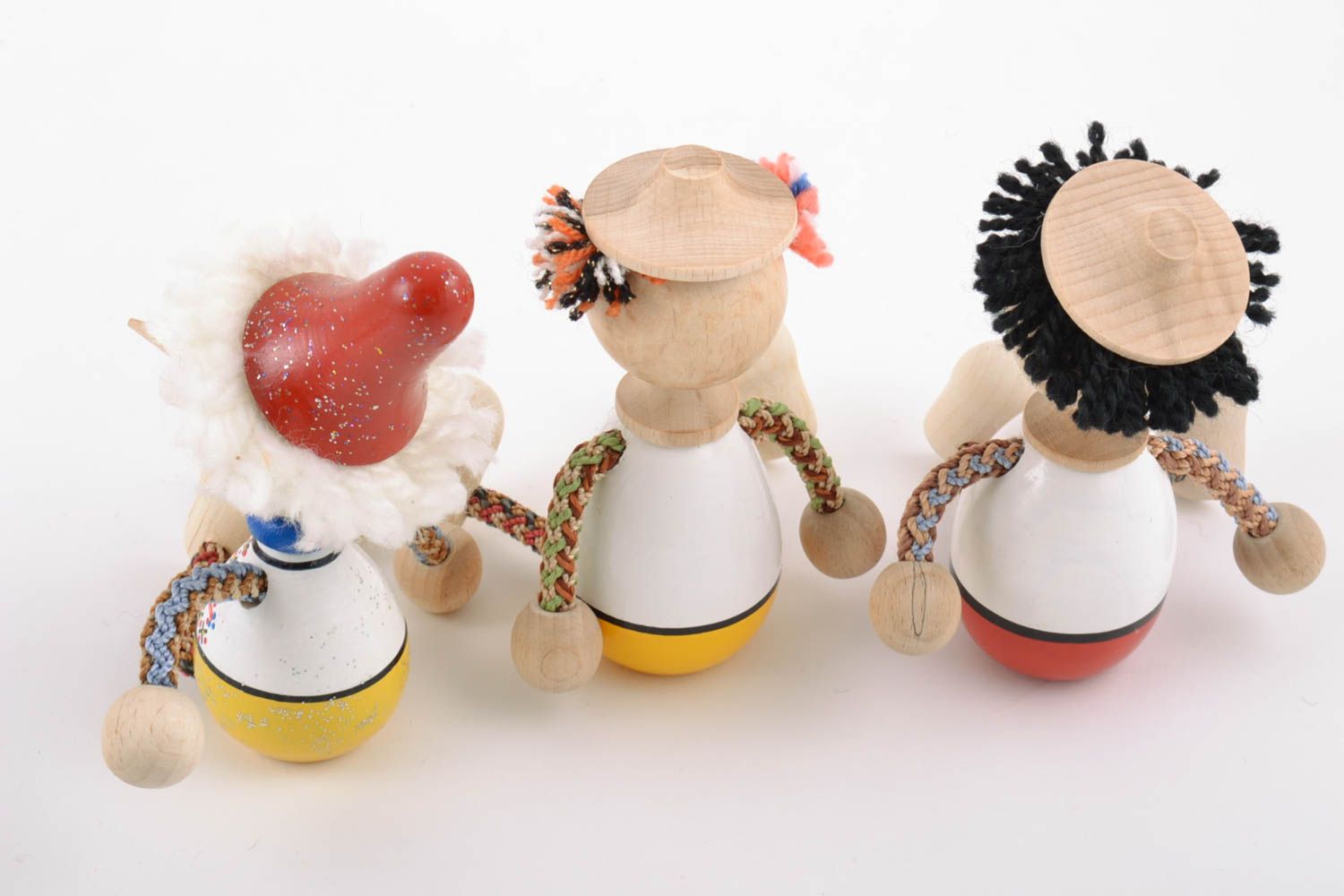 Öko Spielzeuge Set aus Holz 3 Stück mit Bemalung Designer handgemacht geschnitzt foto 4