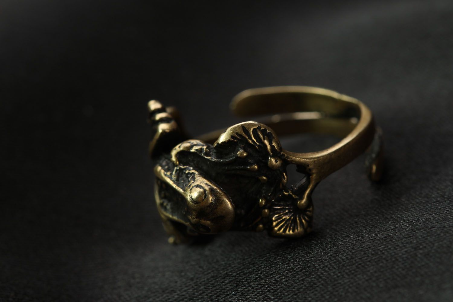 Кольцо из бронзы Лягушка фото 4