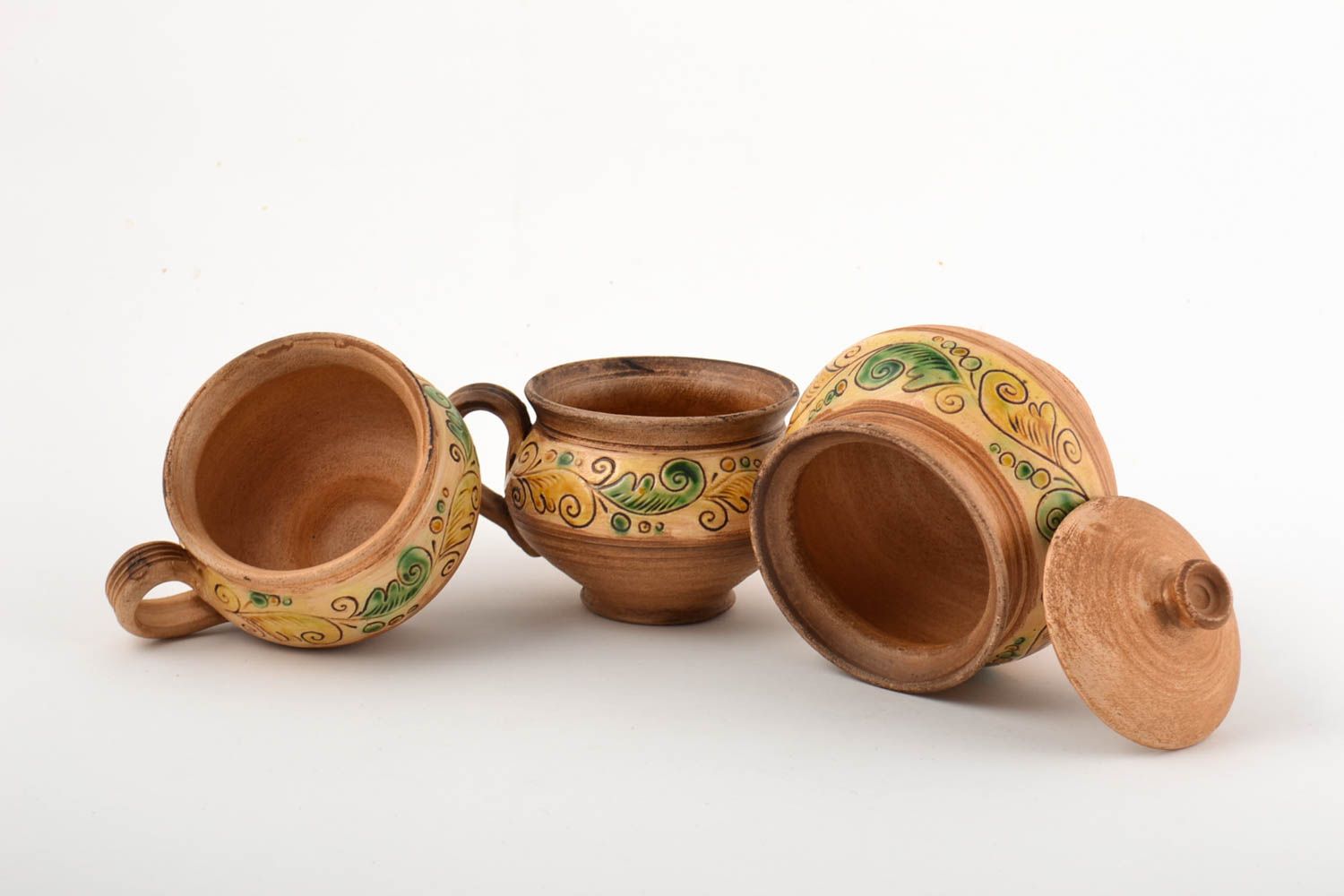 Handmade Tontopf mit Deckel Tee Tassen handgemachte Keramik originell schön foto 3