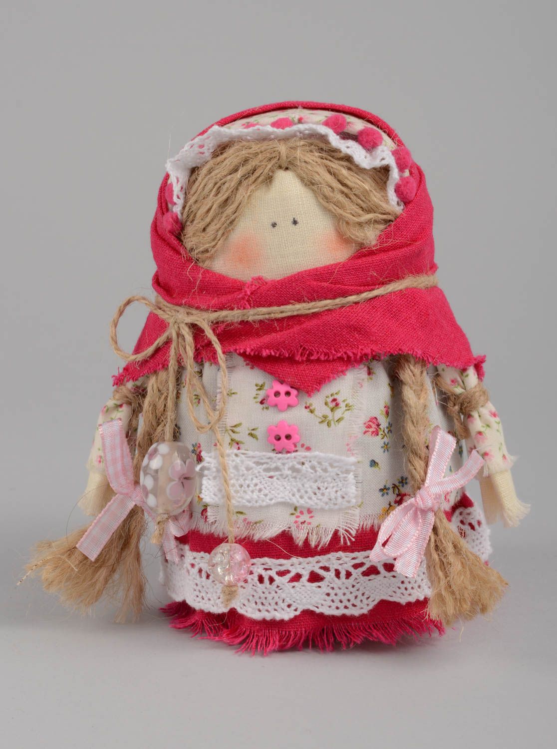 Interessante Designer Ethno Puppe aus Textil mit Korn handgeschaffen grell toll foto 2