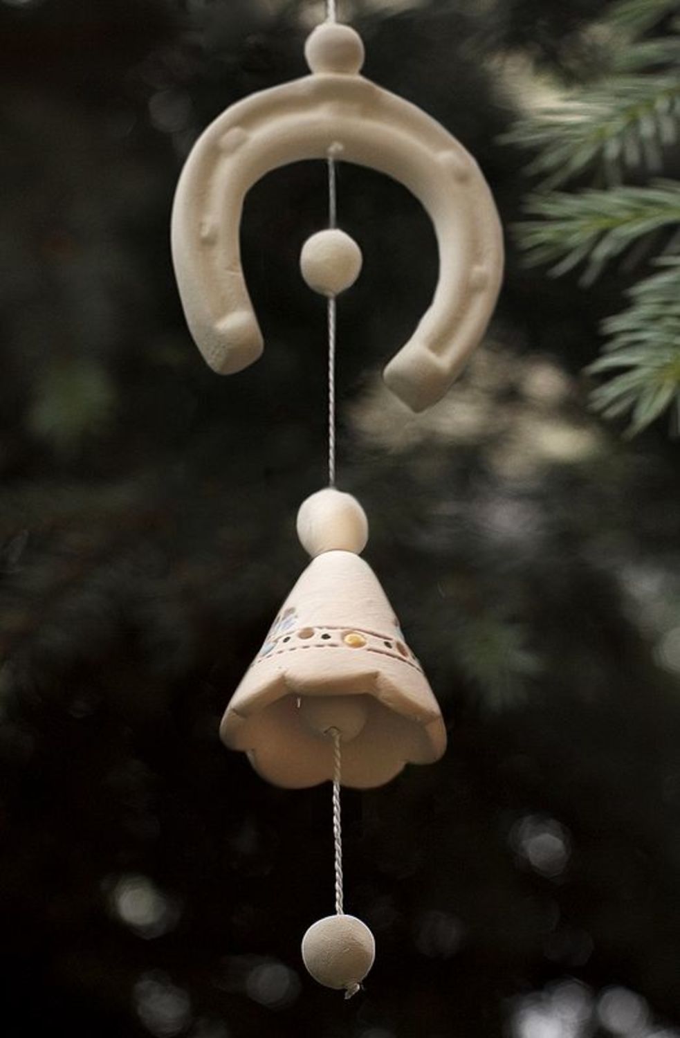 Hanging ceramic bell for good luck photo 1