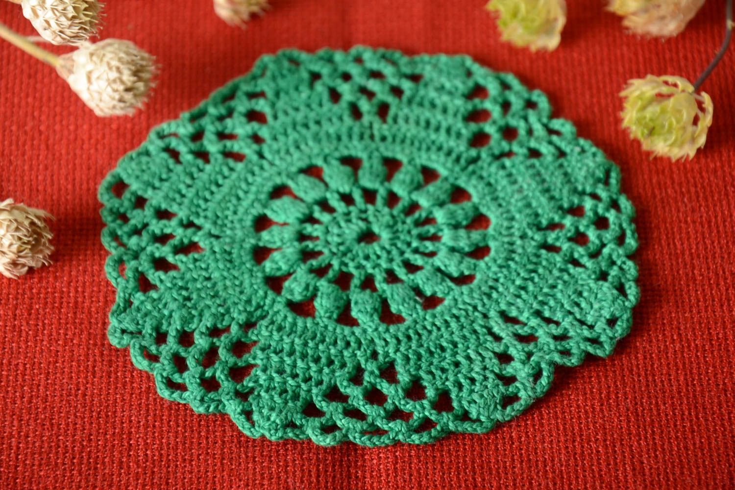 Crocheted handmade napkin designer home decor small napkin kitchen textile photo 1
