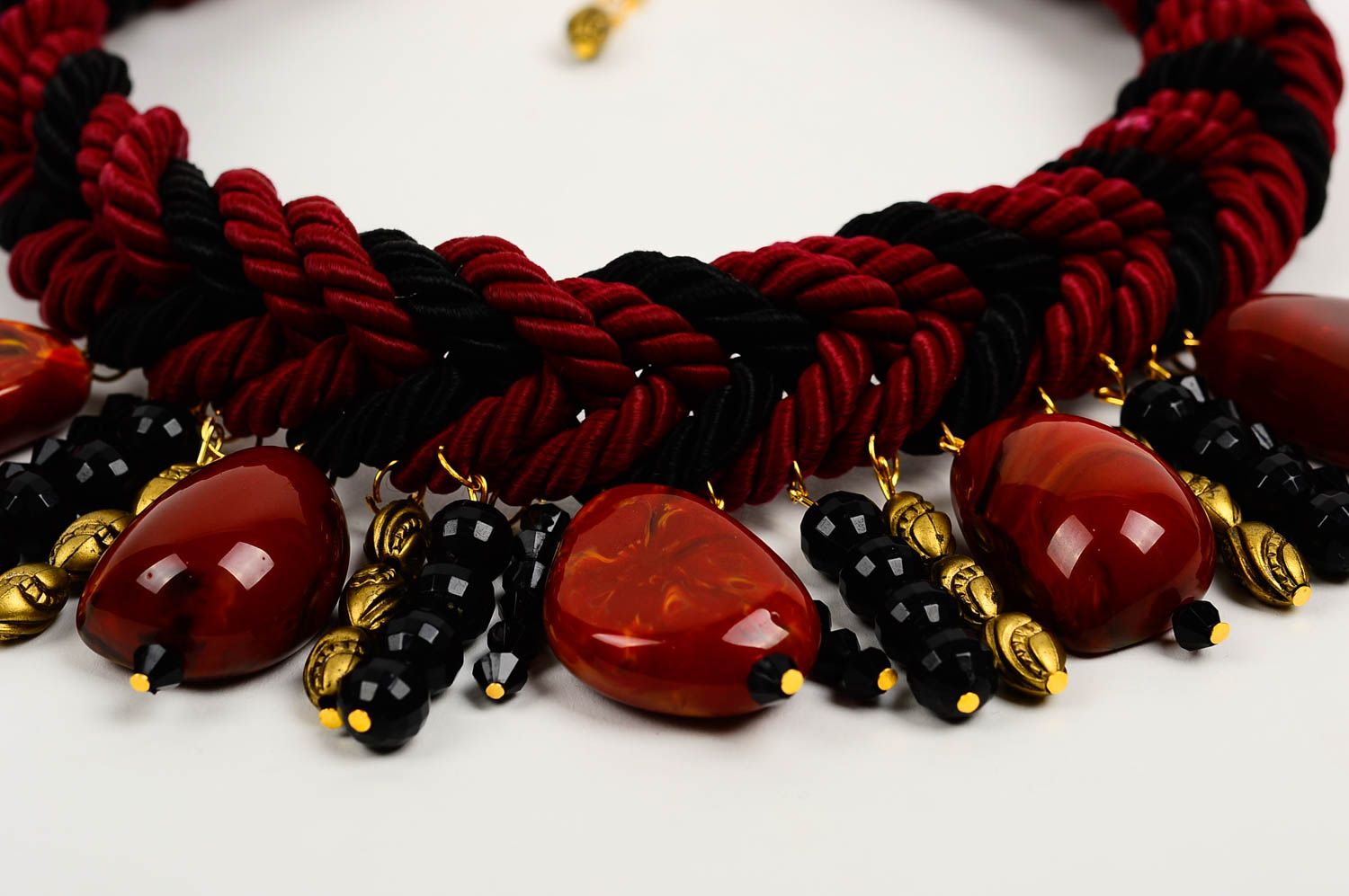 Handmade elegant cute necklace unusual stylish necklace textile jewelry photo 4