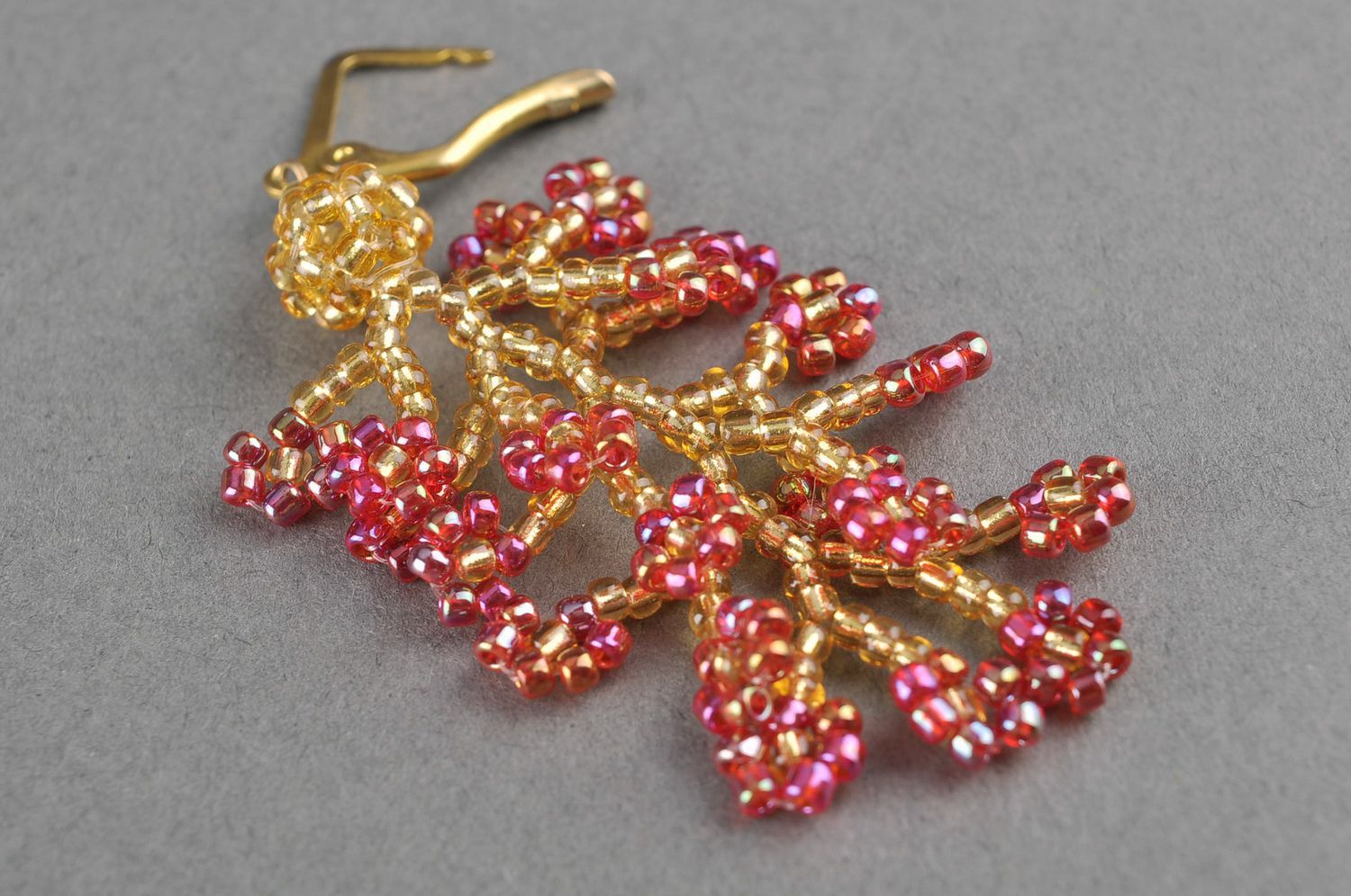 Earrings Corals with flower photo 4