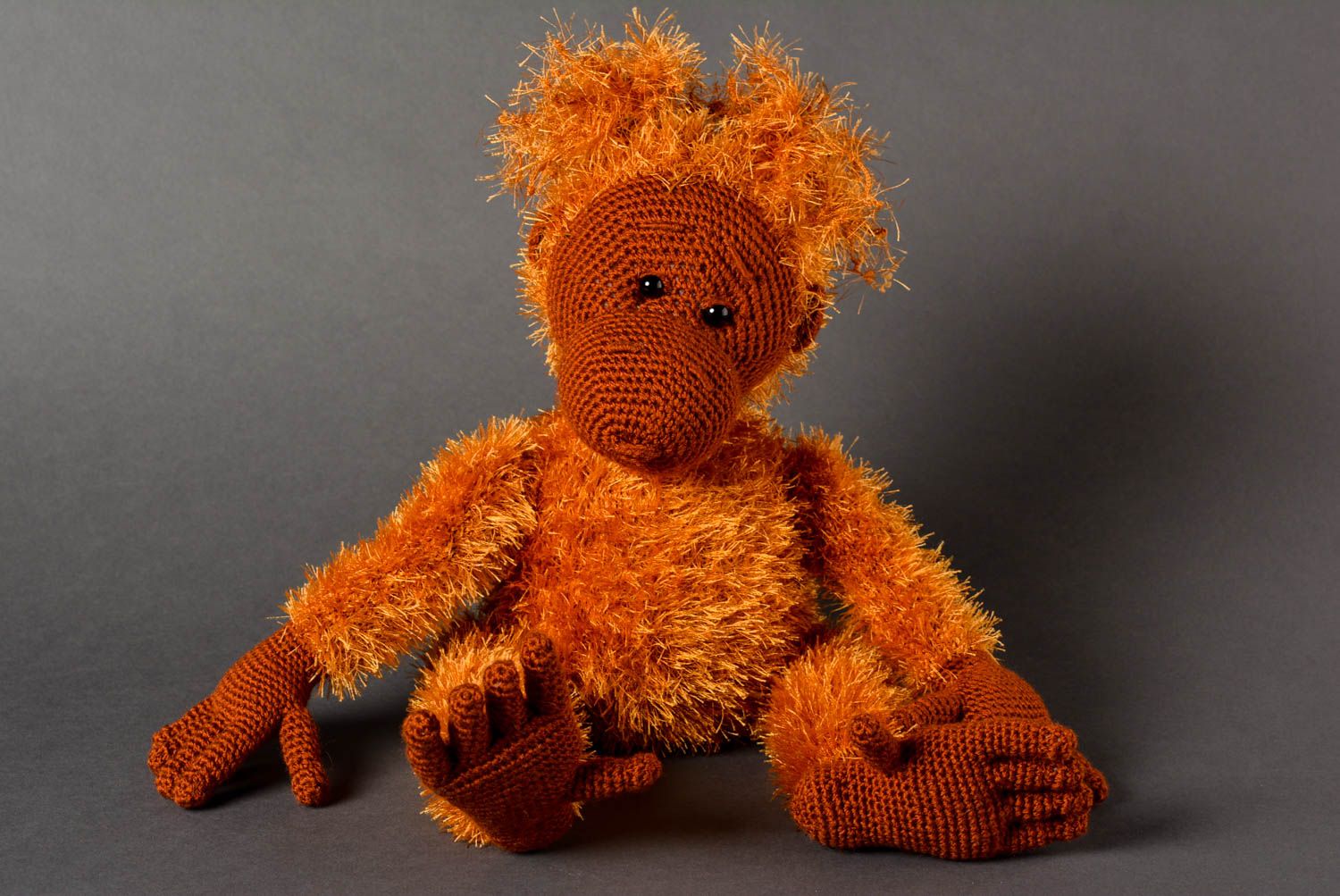 Мягкая игрушка хэнд мэйд детская игрушка вязаная коричневая игрушка обезьяна фото 1