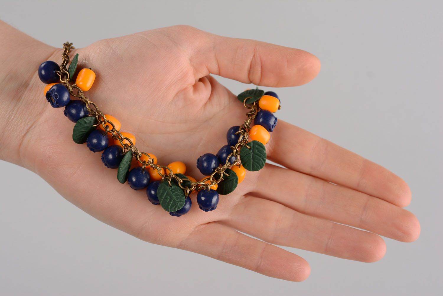 Polymer clay bracelet Bilberry and Sea-buckthorn photo 6
