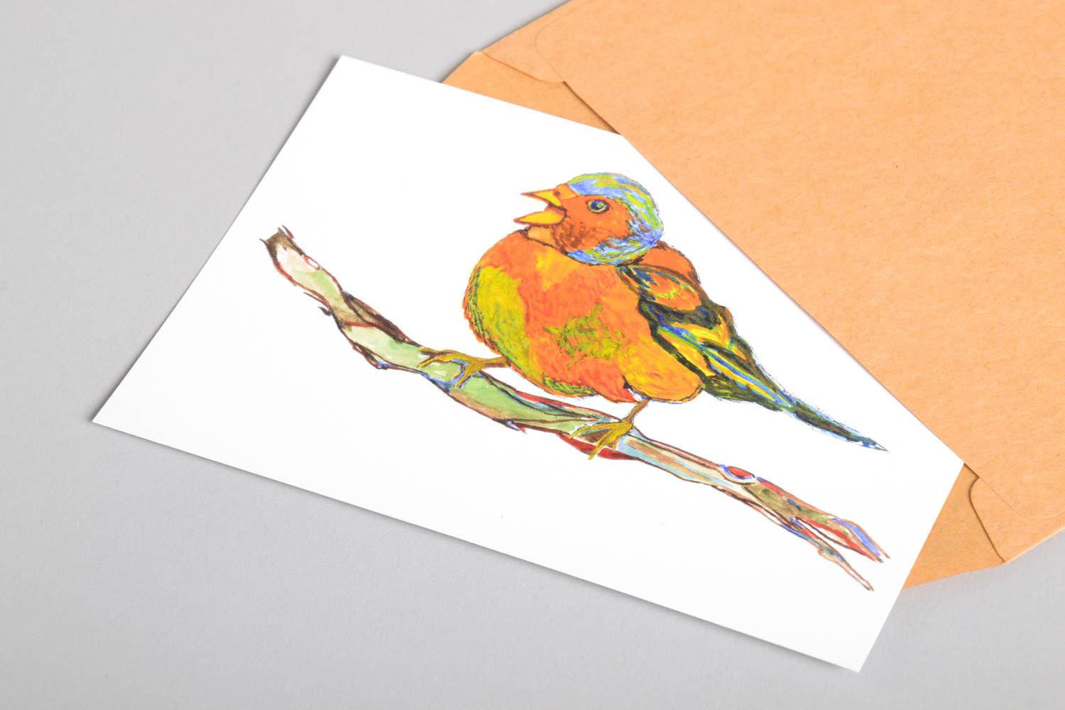 Открытка ручной работы поздравительная открытка птичка красивая открытка фото 4