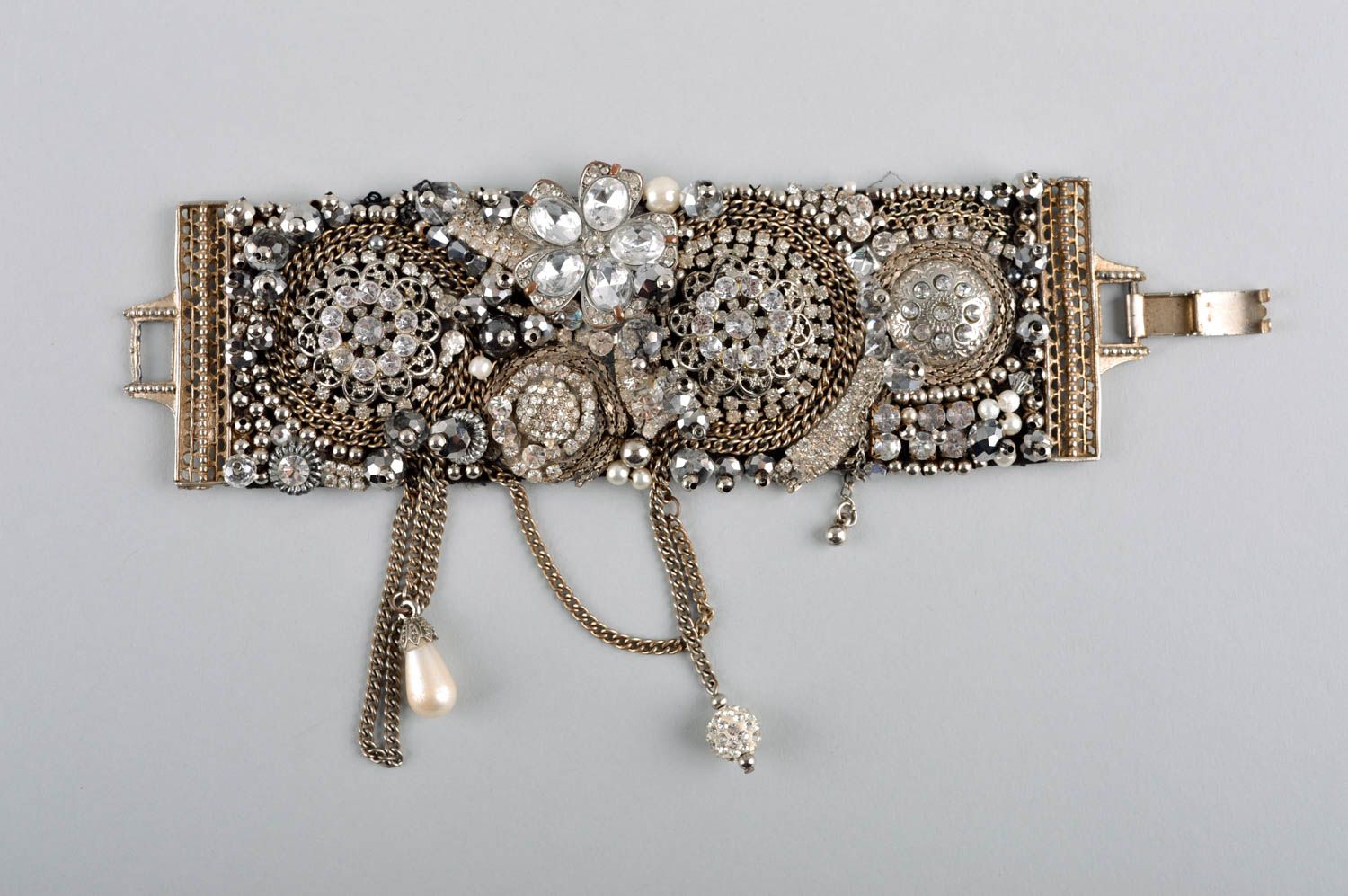 Handmade Glasperlen Armband Designer Schmuck Frauen Accessoire bestickt breit foto 5