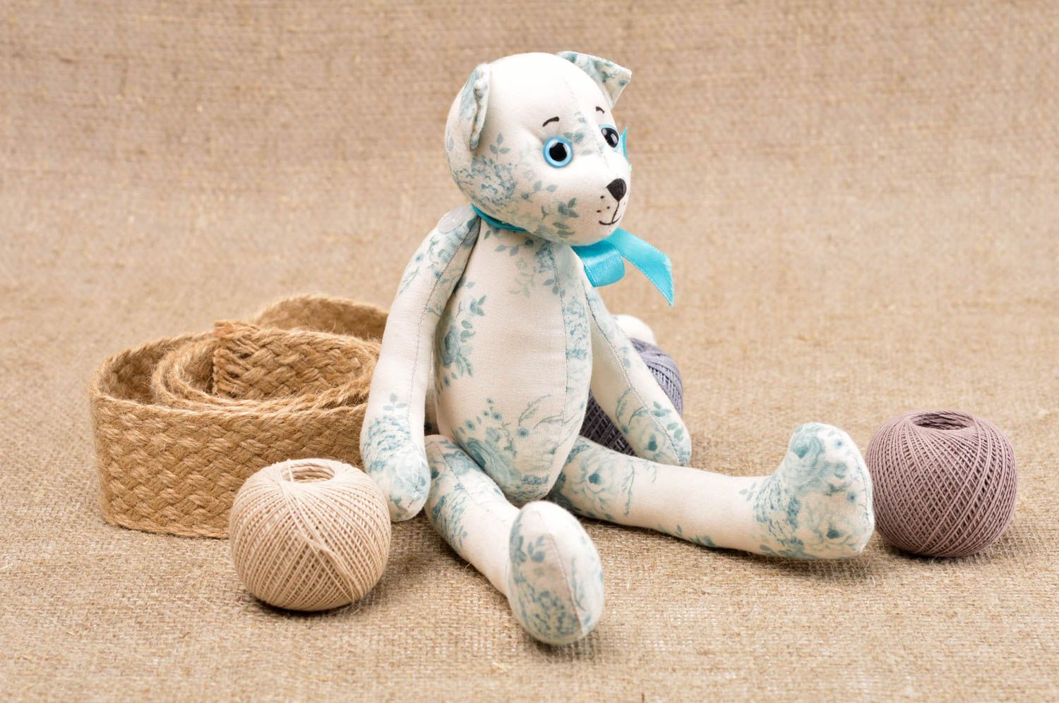 Muñeco de trapo hecho a mano juguete de tela de algodón decoración de dormitorio foto 1