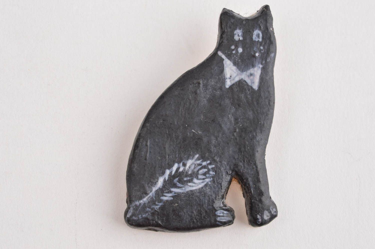 Tier Brosche handmade Porzellan Schmuck Katze schönes Accessoire für Frauen foto 2