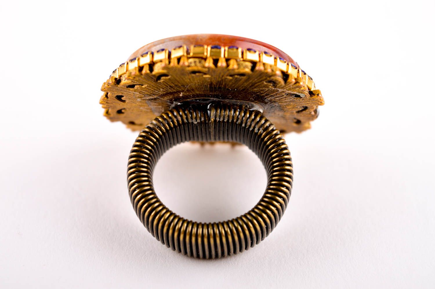 Необычное кольцо хенд мейд красивое кольцо бижутерия с натуральным камнем фото 5