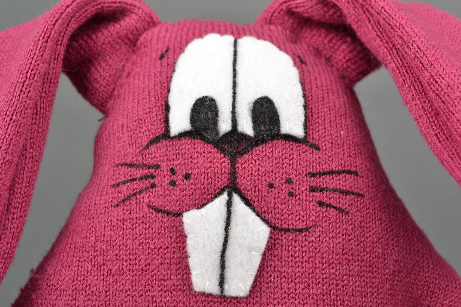 Мягкая игрушка заяц розовая из ткани  фото 5