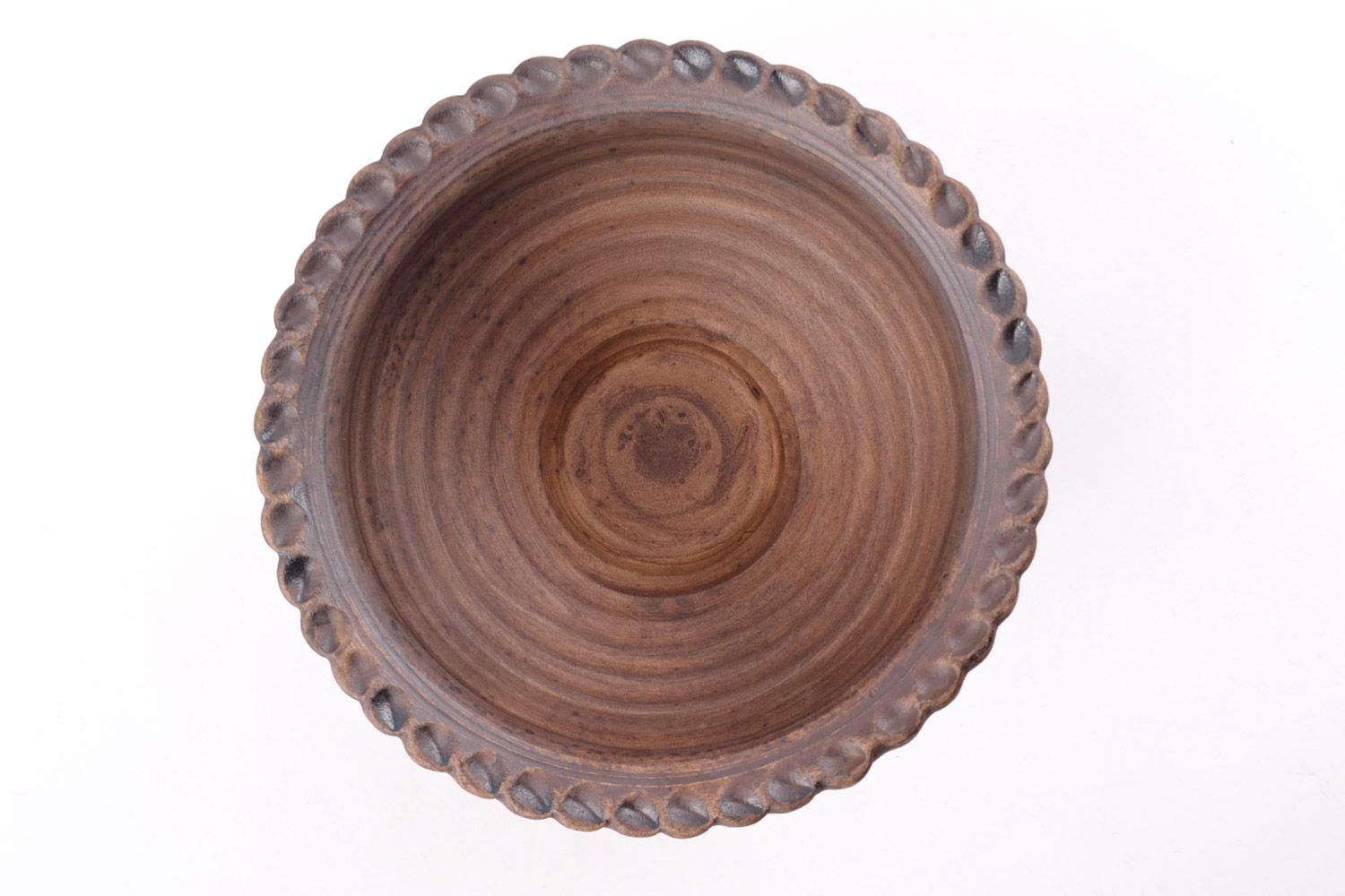 Pot en céramique sans couvercle peint brun fait main original pratique 2 l photo 3