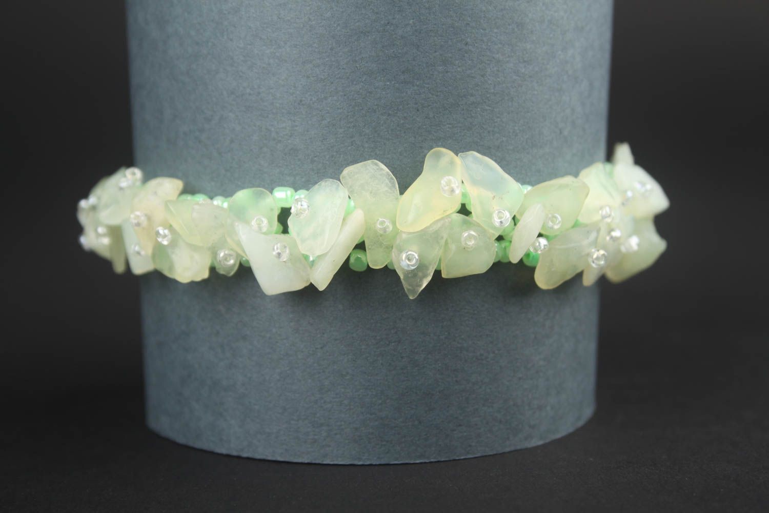 Bracelet pierres fines Bijou fait main vert clair élégant Cadeau pour femme photo 3