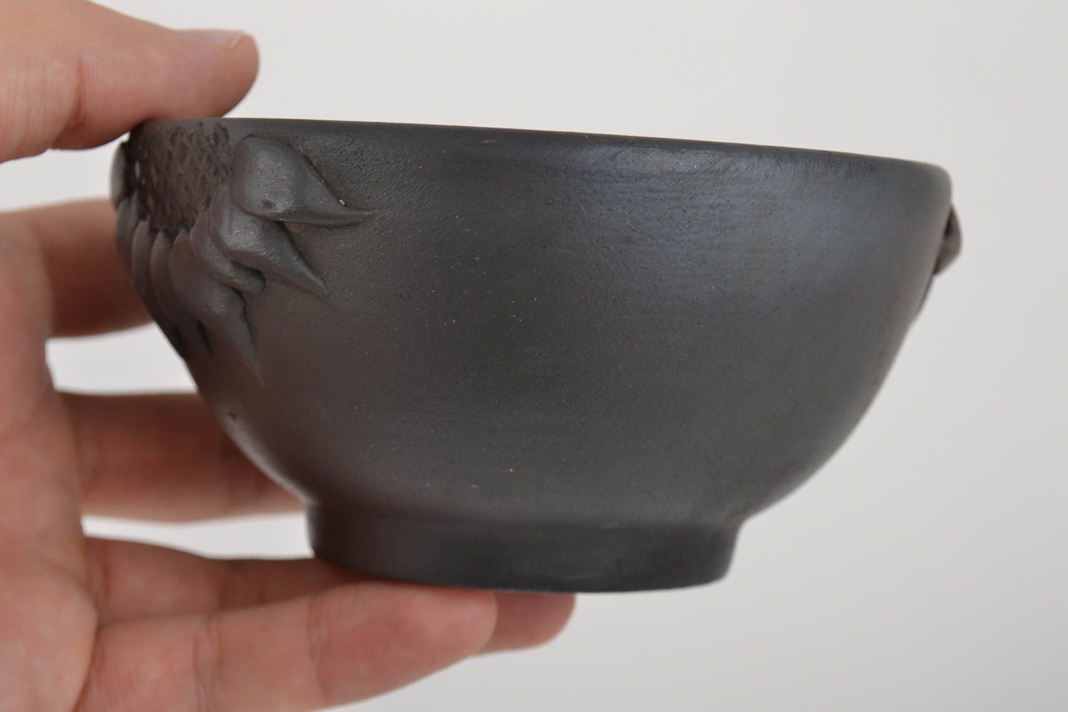 Escudilla artesanal de cerámica negra ahumada hecha a mano original de 400 ml  foto 2