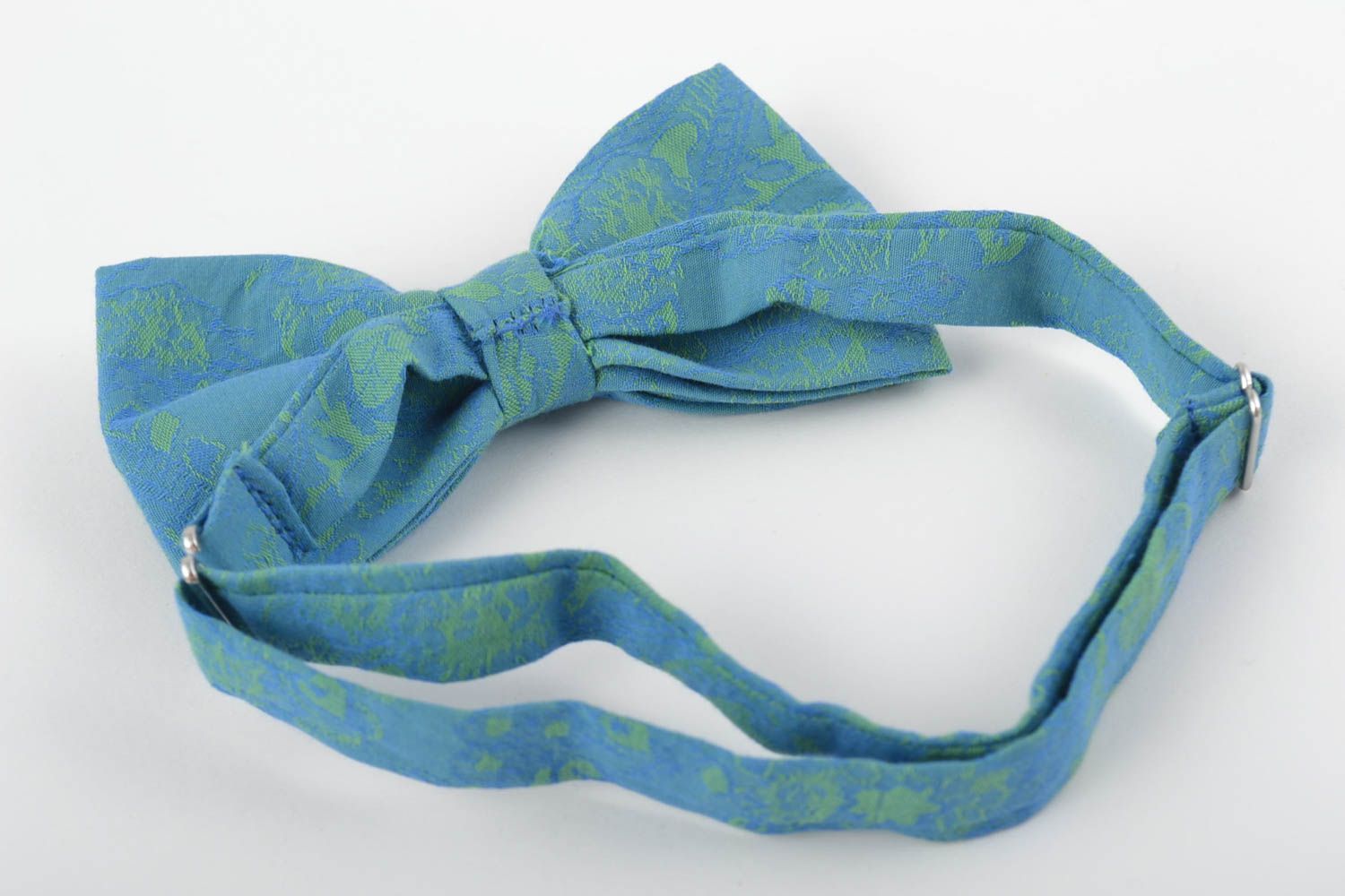 Beautiful homemade unusual textile bow tie of festive design photo 3