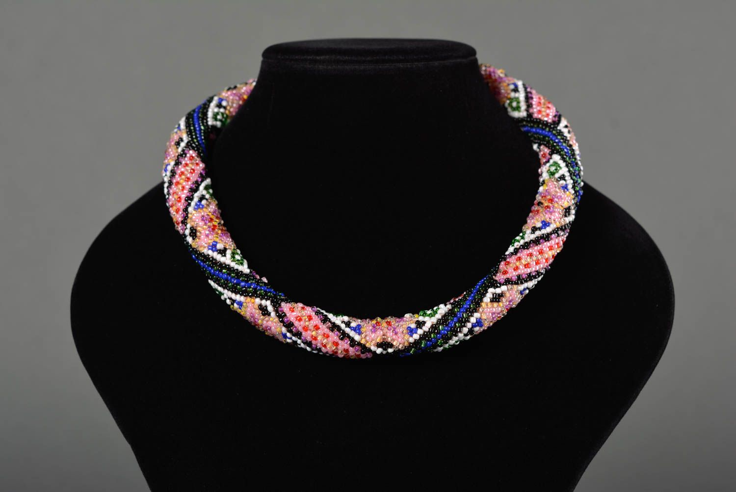 Handmade cord necklace bead cord necklace beautiful colourful beaded necklace photo 3