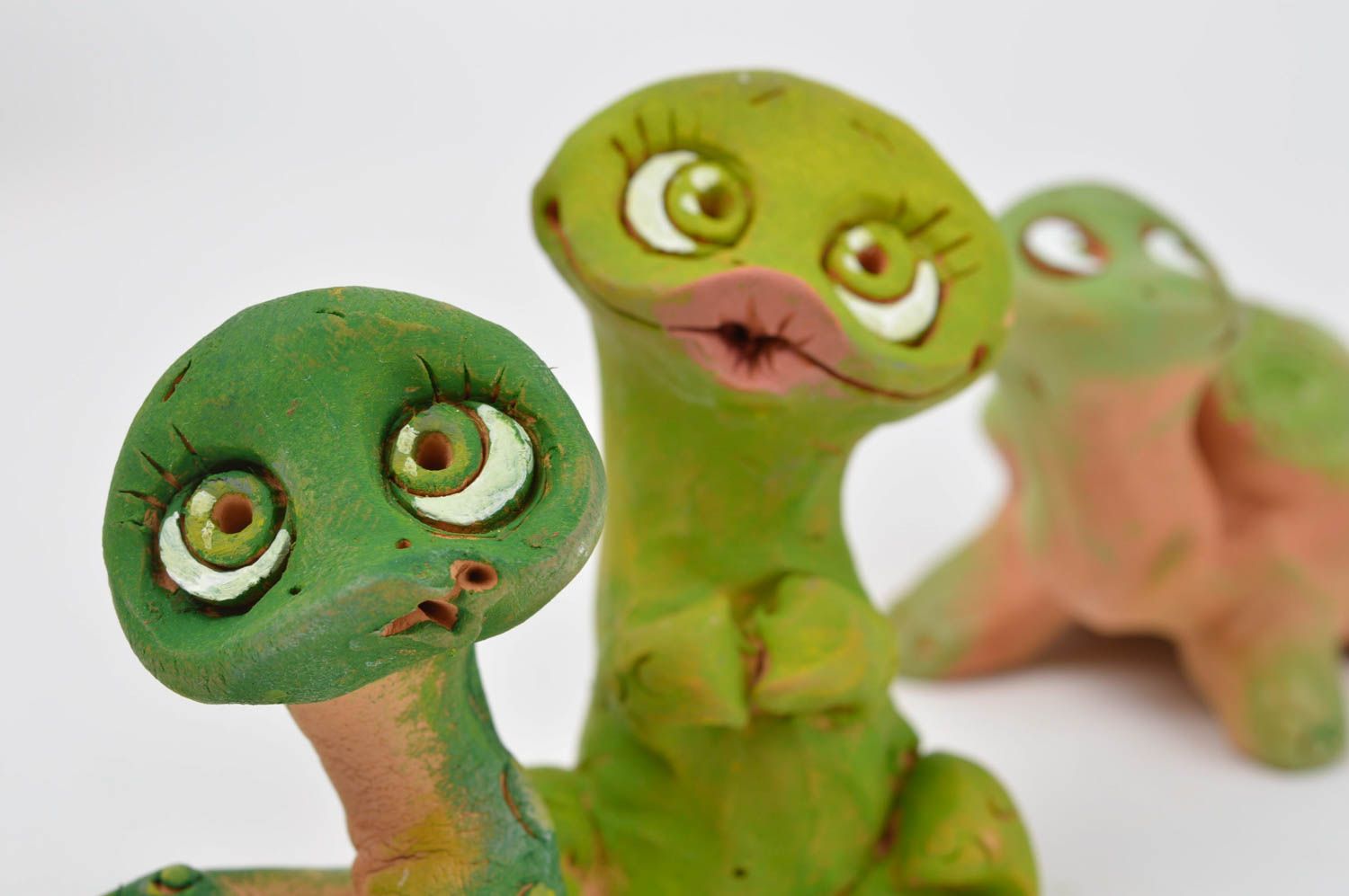 Handmade Figuren Set Tierfiguren aus Ton Deko Ideen Haus 3 Stück Keramik Deko foto 4