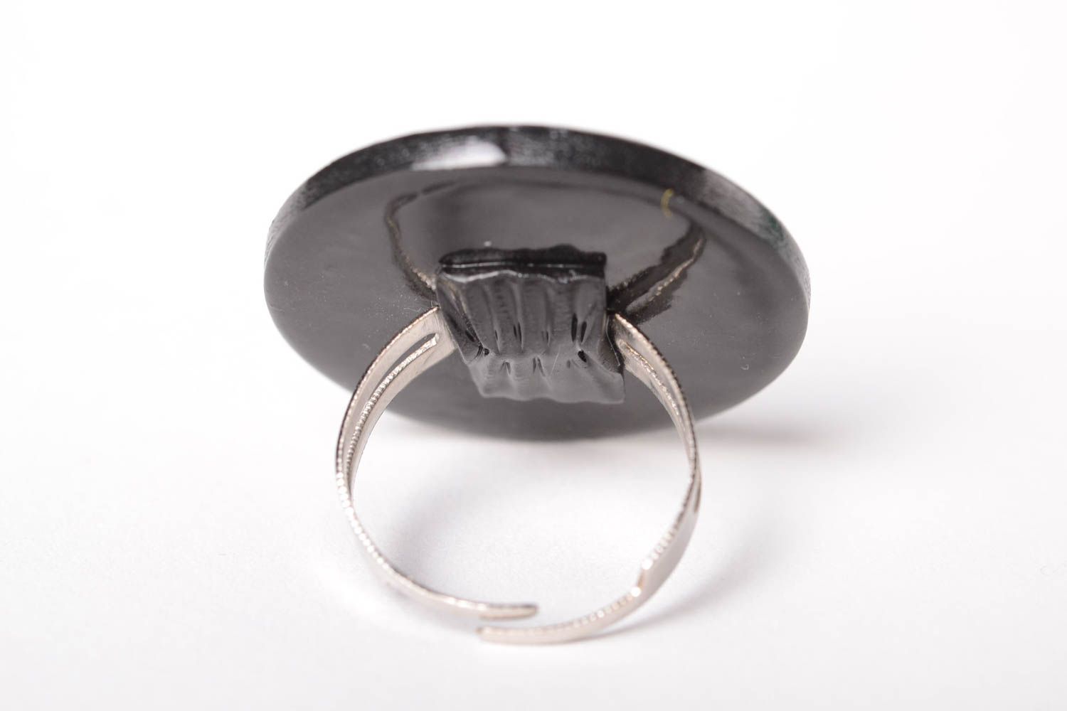 Handgefertigt Ring Damen hochwertiger Modeschmuck ausgefallener Ring schwarz foto 4
