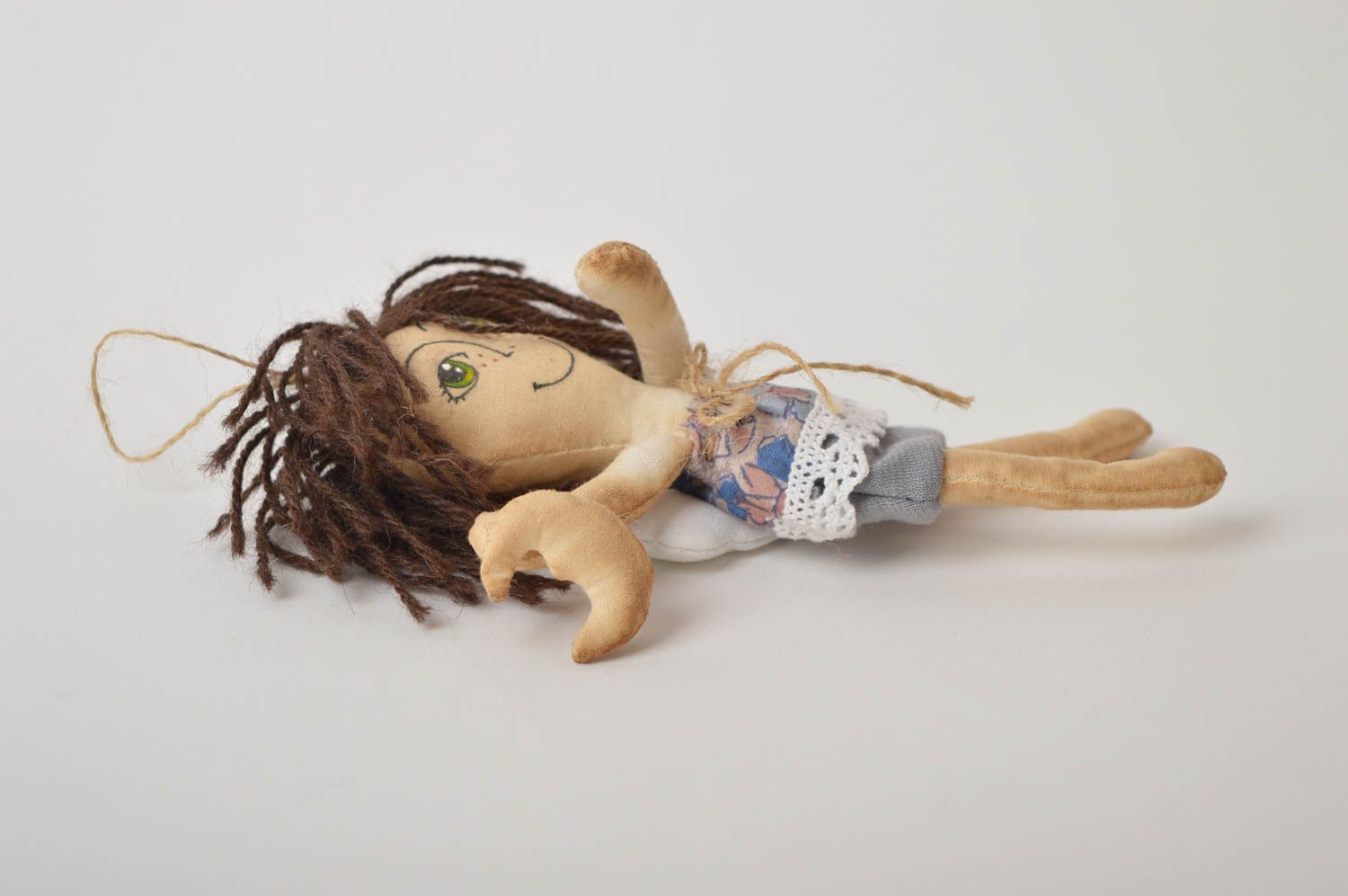 Handmade designer soft toy unusual decorative hanging beautiful textile doll photo 1