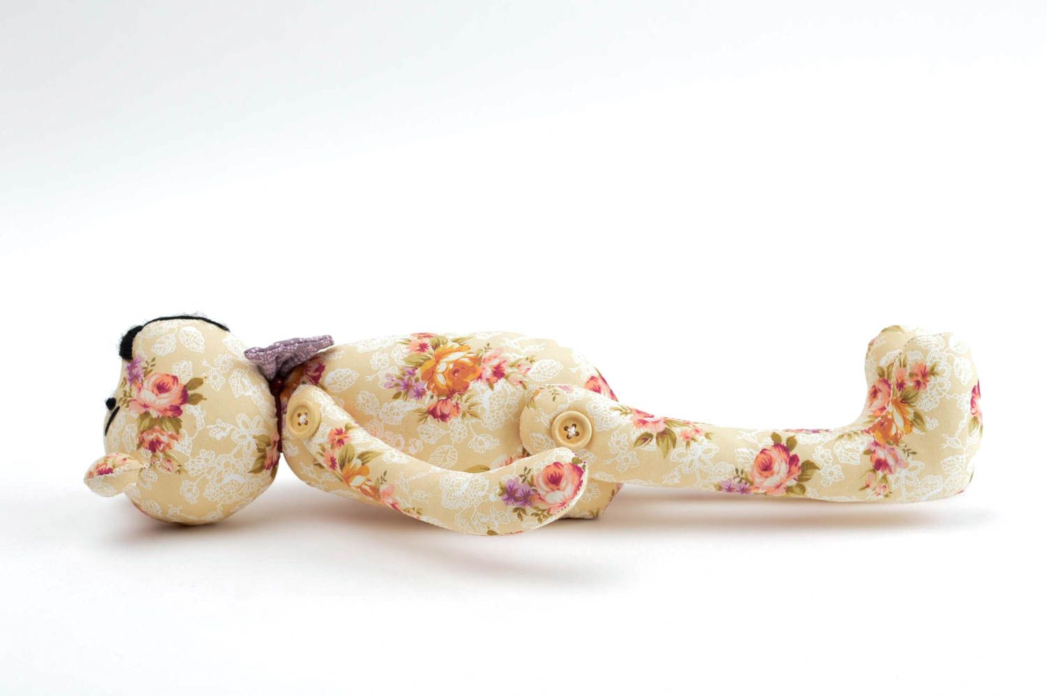 Jouet ours à fleurs Peluche faite main design avec noeud Cadeau pour enfant photo 3