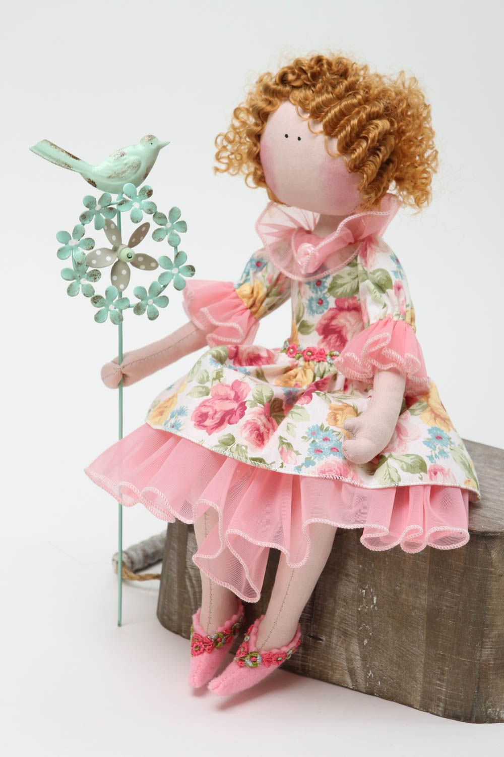 Unusual handmade soft toy rag doll nursery design gift ideas decorative use only photo 2