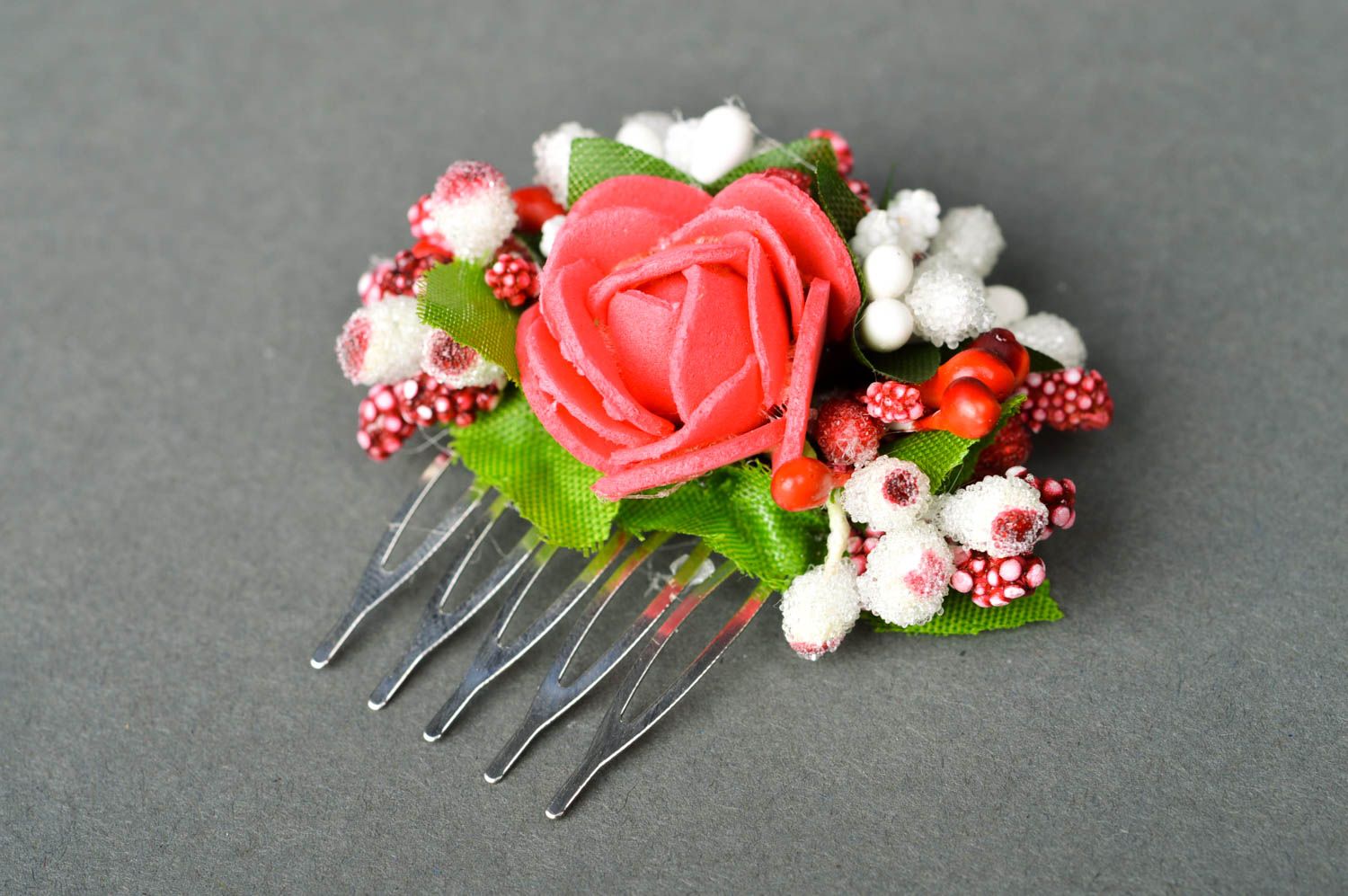 Handmade hair accessories for kids floral hair comb decorative hair comb photo 3