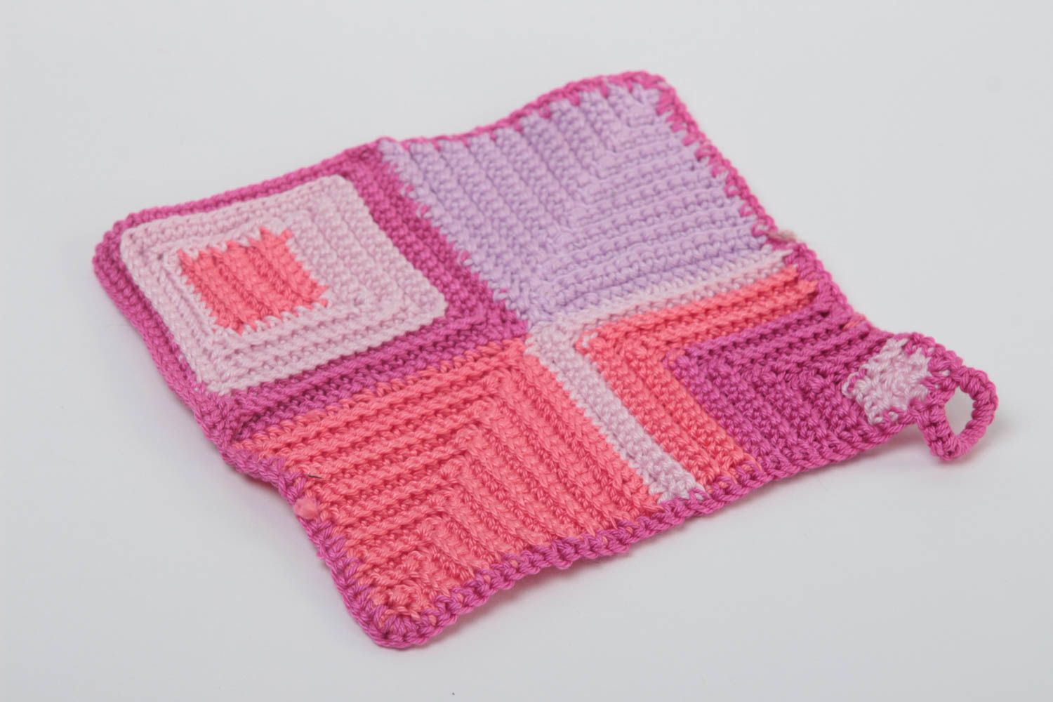 Manique au crochet faite main Textile de cuisine mauve-rose Accessoire cuisine photo 4