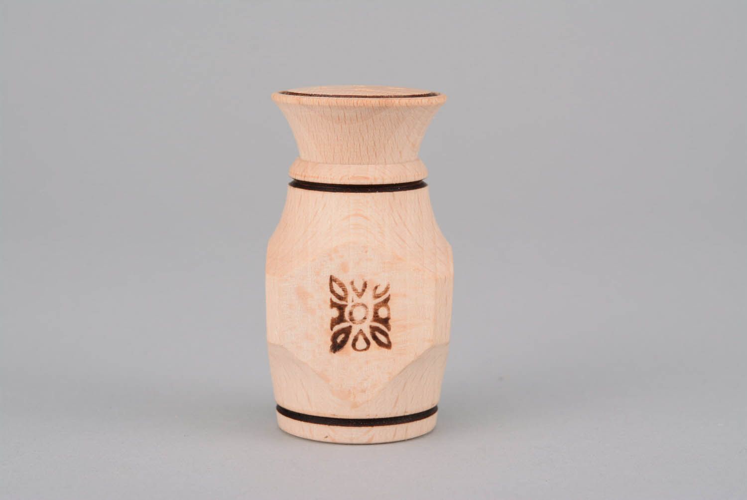 Handmade wooden salt pot photo 1