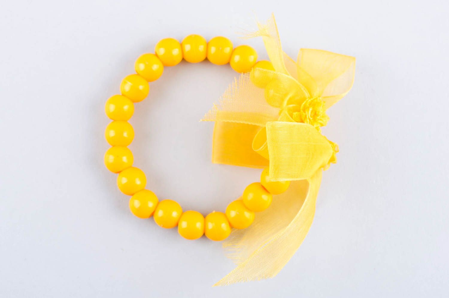 Браслет из бусин украшение ручной работы браслет бижутерия желтый нежный фото 4