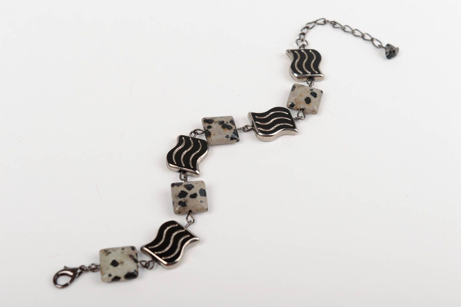 Designer bracelet made of jasper with glass handmade beautiful jewelry photo 2