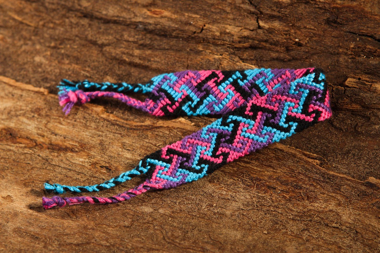 Fashion handmade bracelet pink and blue thread bracelet woven bracelet photo 1