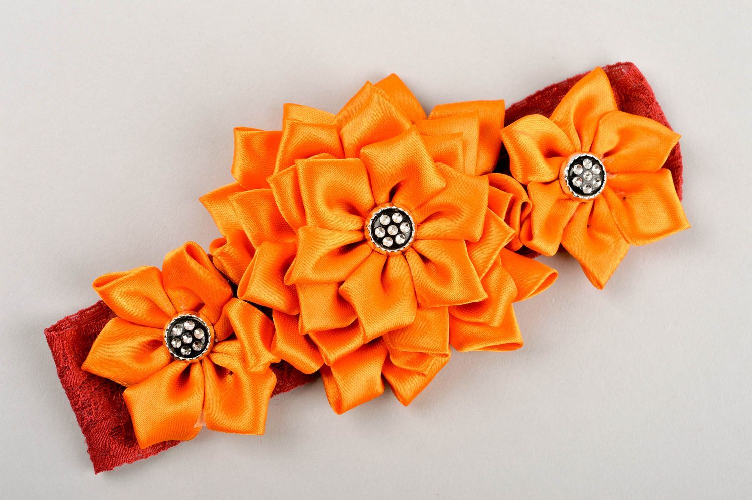 Unusual handmade flower headband designer hair accessories for kids gift ideas photo 2