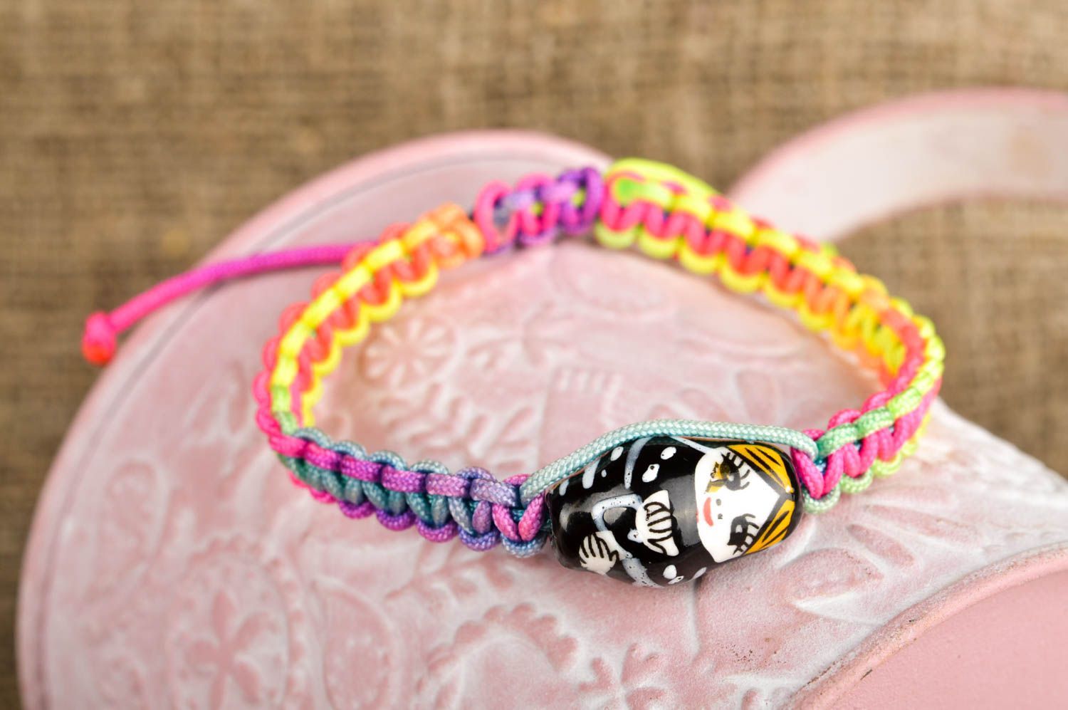 Handmade woven bracelet thread jewelry summer accessory present for women photo 5